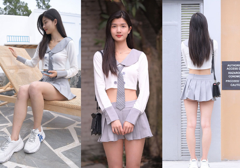 570.魂魂摄影作品灰色短裙女孩[图片/视频/26.56GB]