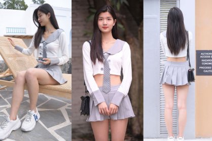 570.魂魂摄影作品灰色短裙女孩[图片/视频/26.56GB]