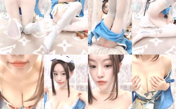 秀人网 朱可儿 蓝色不知火舞COS私拍+西双版纳条纹泳衣[5V-1.95G]